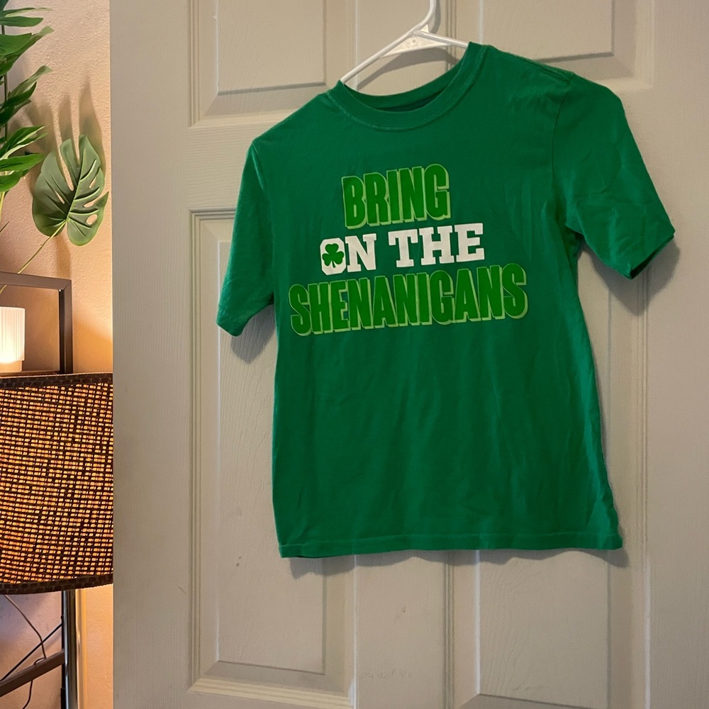 Green Kids Shirt - "Bring on the Shenanigans"-Saint Patrick’s day shirt -size 12
